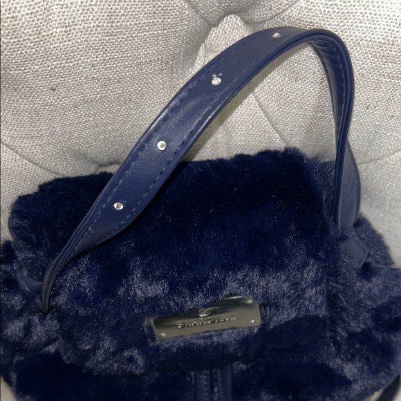 Swarovski Luxe Black Fur Backpack with drawstring and magnetic buttons closure - Picture 7 of 7
